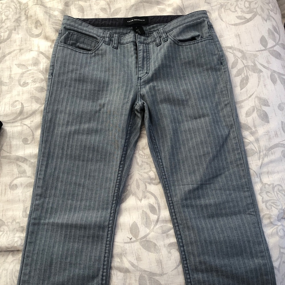 Club Monaco railroad stripe denim